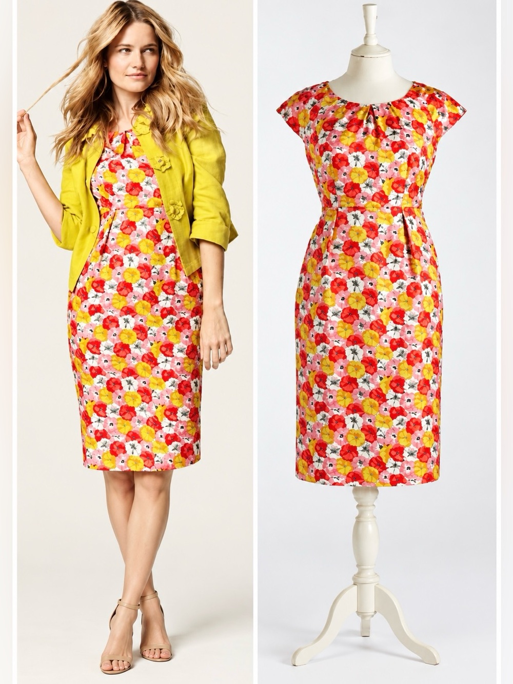 BODEN 100% Silk Floral Sheath Dress British Style Preppy Summer Plus Size 14